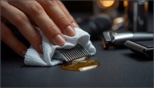 wiping away excess oil wiping away excess oil