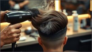 blow-drying and shaping the top blow-drying and shaping the top