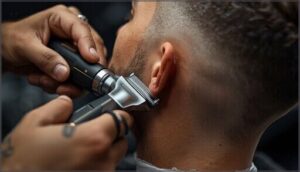 cleaning up edges, neckline, and around ears cleaning up edges, neckline, and around ears