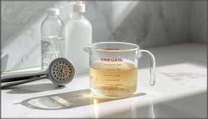 measure and mix vinegar solution measure and mix vinegar solution