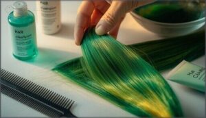 preparing hair before dyeing over green preparing hair before dyeing over green