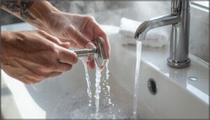 rinsing and caring for the razor during shaving rinsing and caring for the razor during shaving
