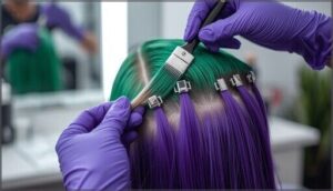 sectioning and saturating hair sectioning and saturating hair
