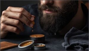 applying beard wax applying beard wax