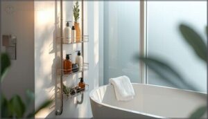 choose sleek corner caddies to keep bottles off tub edges choose sleek corner caddies to keep bottles off tub edges