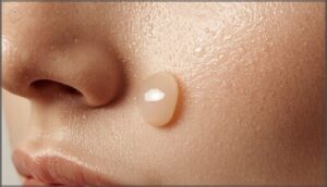 enlarged or more visible pores enlarged or more visible pores