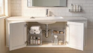 add stackable clear bins under the sink add stackable clear bins under the sink