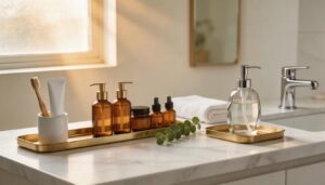 assign zones for dental, skincare, and hand washing assign zones for dental, skincare, and hand washing