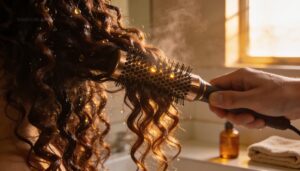 brush for 15 minutes until hair is almost dry brush for 15 minutes until hair is almost dry