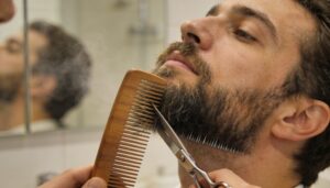 comb downward to reveal uneven hairs
