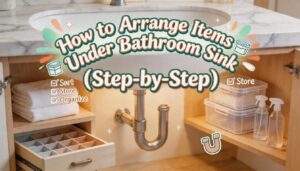 how to arrange items under bathroom sink