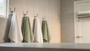 mount towel hooks and racks to reduce counter clutter mount towel hooks and racks to reduce counter clutter