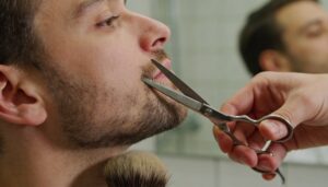 move up to the cheeks with small snips