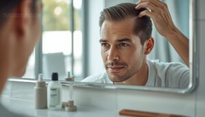 receding hairline, widening part, and thinning receding hairline, widening part, and thinning