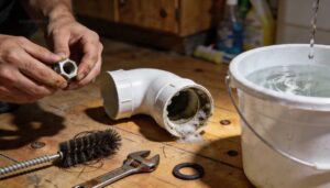 remove and clean the p-trap if needed remove and clean the p-trap if needed