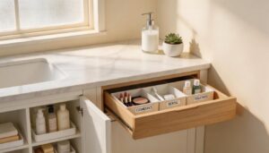 return non-essentials to drawers or cabinets return non-essentials to drawers or cabinets