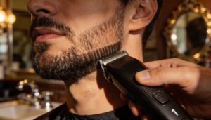 trim facial hair to a 1-guard length before razor use trim facial hair to a 1-guard length before razor use