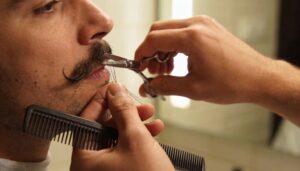 trim the mustache without cutting too high