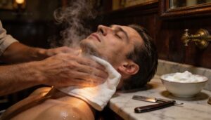 use a hot damp towel to open pores for 30–60 seconds use a hot damp towel to open pores for 30–60 seconds