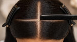 part hair front-to-back and ear-to-ear part hair front-to-back and ear-to-ear