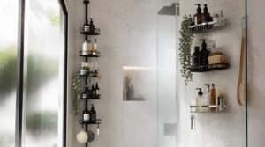 use vertical shower storage wisely use vertical shower storage wisely