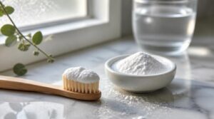 brush with baking soda brush with baking soda