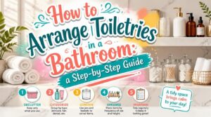 how to arrange toiletries in a bathroom