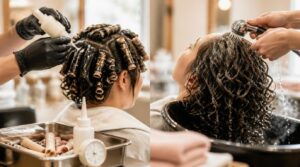 neutralizing, rinsing, styling neutralizing, rinsing, styling
