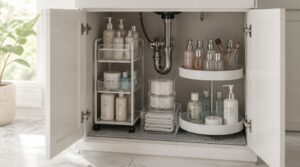 organize under-sink cabinets organize under-sink cabinets