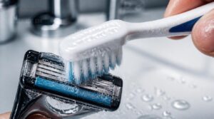 scrub with toothbrush scrub with toothbrush