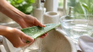wash the aloe leaf wash the aloe leaf