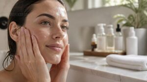 cleanse and dampen skin cleanse and dampen skin