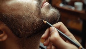 outline with a barber pencil outline with a barber pencil