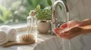 prepare a clean, dry scalp prepare a clean, dry scalp