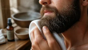 prepare a slightly damp beard prepare a slightly damp beard