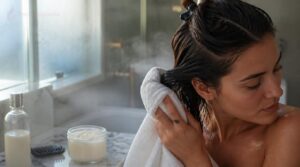 prepare clean, towel-dried hair prepare clean, towel-dried hair