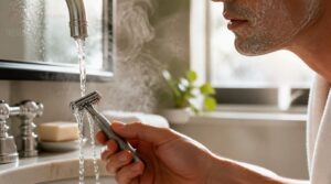 rinse after every razor stroke rinse after every razor stroke