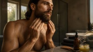 applying beard oil to damp hair applying beard oil to damp hair