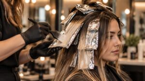 highlights: foiled brightness from root to tip highlights: foiled brightness from root to tip