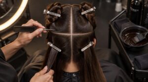 section hair into quadrants section hair into quadrants