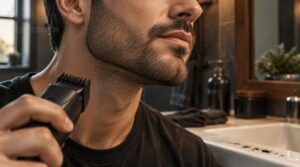 style stubble (under 5 mm) with even length and clean edges style stubble (under 5 mm) with even length and clean edges