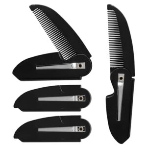 4 Pack Folding Mustache Comb, Pocket B0GKVHD7SD